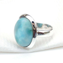 Larimar Oval Gemstone 925 Sterling Silver Birthstone Ring For valentine ... - $11.46+