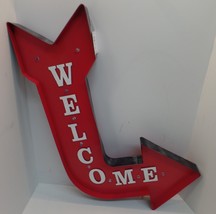 Welcome Red Led Light Up Arrow Metal New Wall Decor - £67.47 GBP