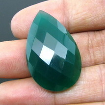 25.3Ct 100% Natural Green Onyx Checker Faceted Gemstone - £23.14 GBP