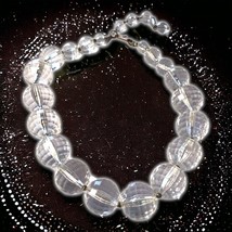 Vintage Pools of Light Necklace Clear Lucite Graduated Faceted Orbs 17in Length - £33.36 GBP