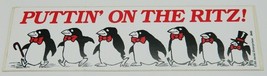 Puttin&#39; On The Ritz! Dancing Penguins Image Vinyl Bumper Sticker NEW UNUSED - £2.33 GBP