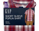 Gap NWT Men&#39;s Short Sleeve Button Front Poplin Shirt Red Plaid XXL - $11.87