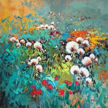 An item in the Art category: 24x24 inches Wildflowers  stretched Oil Painting Canvas Art Wall Decor modern04D