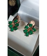 Vintage 1990-s 14 Ct Rolled Gold Large Emerald Earrings-Hallmarked 585 R... - $101.83 CAD