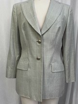 Escada Women&#39;s Blazer Gray &amp; Silver Metallic Wool Blend Size 40 / 12 - £115.98 GBP