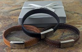 Black Brown &amp; Dark Brown leather Bracelet 10 mm wide - £13.26 GBP