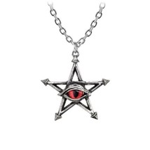 Alchemy Gothic P805  Red Curse Pendant Necklace Pentagram evil eye amulet - $25.98