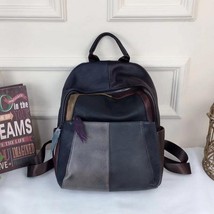 Vintage Bagpack New Genuine Leather Women Bag Random Color Stitching Fir... - £82.97 GBP