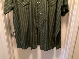 Vintage Wrangler Western Shirt Men&#39;s 2XL Striped Greens Pearl Snaps - £19.24 GBP