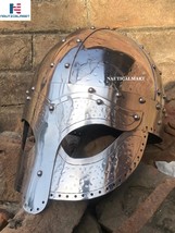 Medieval Viking Mask Helmet Premium Quality Soldier Helm Adult with Liner &amp; Stra - £79.39 GBP