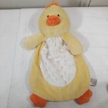 Baby Gear Duck Lovey yellow orange white Security Blanket Minky Dot Squeaks - £11.77 GBP