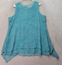 Fever Blouse Top Women&#39;s Large Teal Sheer 100% Polyester Sleeveless Round Neck - £12.38 GBP