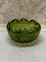 Vintage Heavy Bowl Clear Green Glass Candy or Nut Dish - $8.78