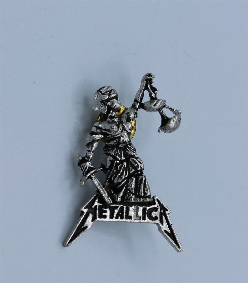 Primary image for Metallica Justice For All Pin Brooch English Pewter Alchemy Poker Vintage