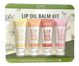 IZME New York Lip Oil Balm Kit - Set of 4 - Coconut, Peach, Rosehip, Str... - £13.19 GBP