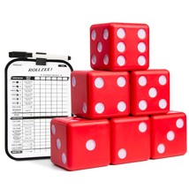 GoSports Giant 3.5 Inch Red Foam Playing Dice Set with Scoreboard (Includes 6 Di - £33.46 GBP