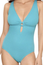Time and Tru  Women&#39;s Plus Turquoise Cove Oval Texture One Piece Swimsuit - £13.35 GBP