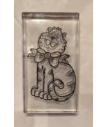 Smiling Cat w/ Bow, Craft Rubber Stamp w/ Clear Back, by Provo Craft - £3.93 GBP