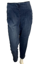 Chico&#39;s Flat Front Pull On Dark Wash Jeans Size 10 - £22.77 GBP