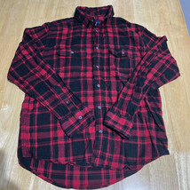 GEORGE Men&#39;s Flannel Shirt Size M (38-40) Button Down Long Sleeve Red Plaid - $13.11