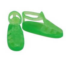 MATTEL BARBIE / SKIPPER BRIGHT NEON GREEN FLAT STRAP SANDALS BEACH SHOES... - $4.75