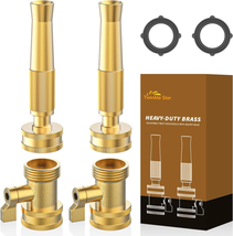 Heavy-Duty Brass Adjustable Twist Hose Nozzle, with On-Off Valve, 4 Pack - £32.85 GBP