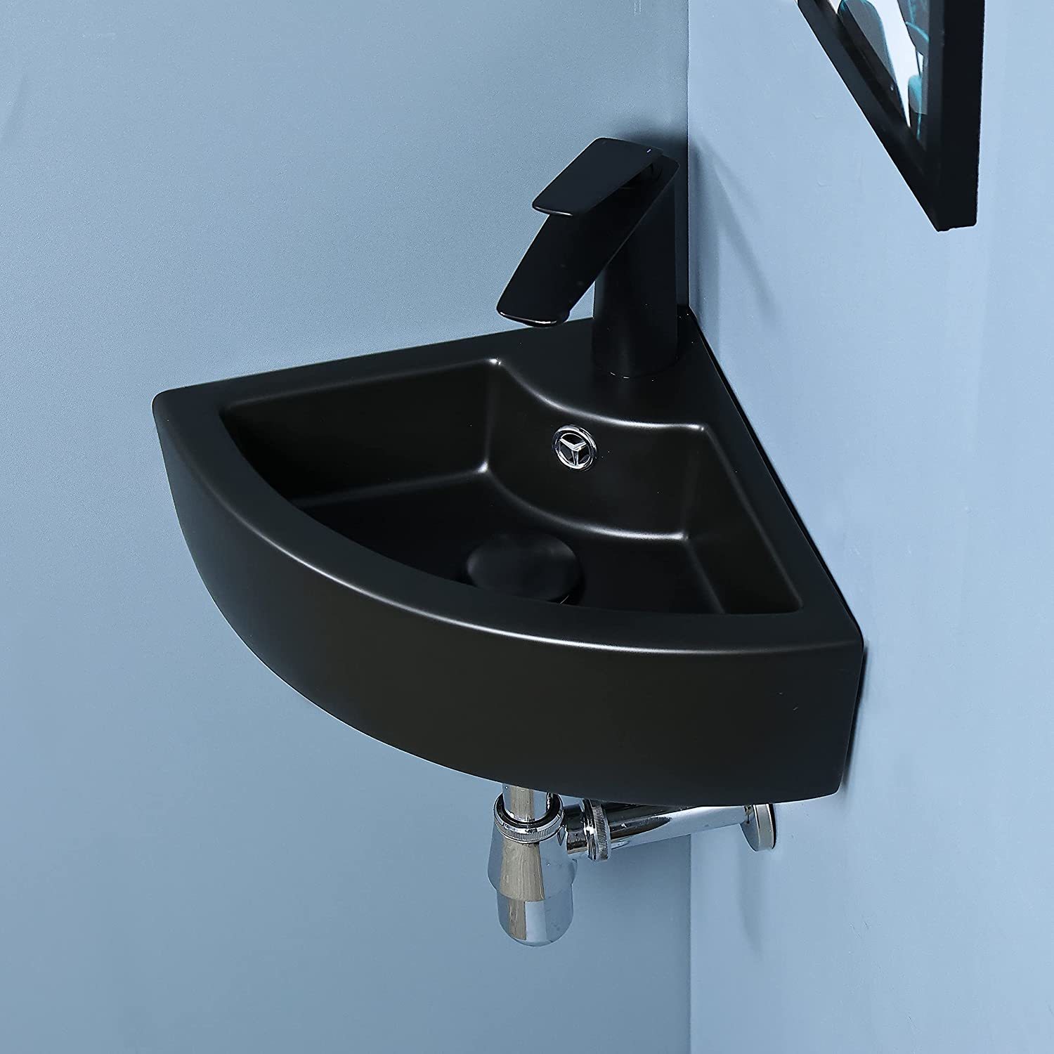 Primary image for Bathivy Bathroom Corner Sink Small Wall Mount Sink Wall Hung Basin, Matte Black