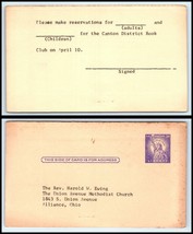 US Postal Card-Canton District Book Club /Union Ave Methodist, Alliance, OH B15 - £2.21 GBP