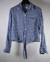 Rails Womens Amelie Front-Tie Plaid Shirt Blue S - £56.99 GBP