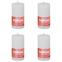 Bolsius Rustic Pillar Candles Shine 4 pcs 130x68 mm Cloudy White - £14.05 GBP