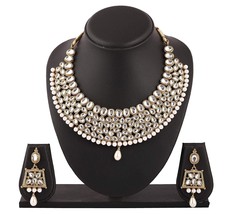 Kundan Necklace Set with Earrings, Indian Kundan necklace set, Wedding wear Ethn - £35.97 GBP