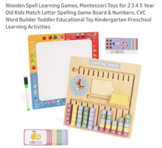 Montessori Learning &amp; Educational Toys for Kids 4 5 6 7+,Wooden Spelling... - $39.48