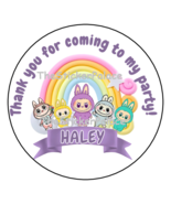 Labubu Inspired Birthday Party Favor Stickers, (12) Personalized, 2.5&quot; Tags - €10,38 EUR