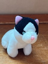 Very Small Aurora Baby Black & White Plush Kitty Cat w Blue Eyes Stuffed Animal - £8.89 GBP