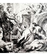 Rubens Henry IV Captures Paris Print 1939 Gray Tone Plate Military Art D... - $33.94 CAD