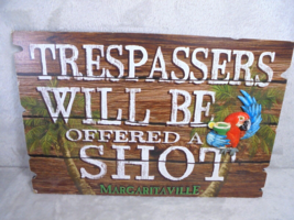 Margaritaville 3D Wall Art Decor Trespassers Offered a Shot Parrots Bar ... - $31.56