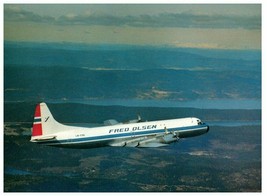 Fred Olsen Flyselskap A S Lockheed L 188 Electdra Airplane Postcard - £19.00 GBP
