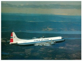 Fred Olsen Flyselskap A S Lockheed L 188 Electdra Airplane Postcard - $24.16