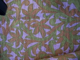 1.3yds X 52 Italian Cotton Matelasse Pale Copper Green Leaf On Lt Orchid - £22.38 GBP