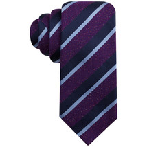 COUNTESS MARA Purple Navy Blue Donegal Stripe Silk Wool Woven Narrow Tie - £15.97 GBP