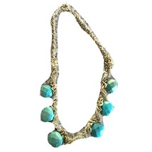 JCrew Necklace Twisted Multi Strand Turquoise Gold Silver Statement Chains - £34.86 GBP