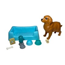 BARBIE PET Mommy Pregnant Dog With 1 Puppy Bed & Food Dish Accessories - $13.50