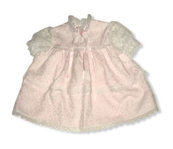 Vintage Baby Girls Haddad Brothers White &amp; Pink Lace Ruffle Dress - 18 Months - £34.14 GBP