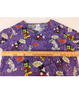 Haunted Mickey Mouse Halloween Pattern Stretch Cotton Purple Scrub Top W... - €17,81 EUR