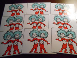 9 Thing 1 and Thing 2 Inspired Stickers, Birthday Party Favors, decals, ... - £9.40 GBP
