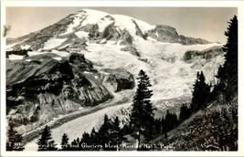 RPPC Mount Rainier National Park - Where Flowers and Glaciers Meet Postcard T15 - £7.62 GBP