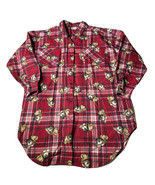 Vintage Kathy Ireland Intimates Red Plaid Dog Print Cotton Sleep Shirt N... - $44.54