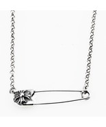 Chrome Necklace Safety Pin Silver/Hearts Designer Vivienne Maison CH mm6... - £16.21 GBP