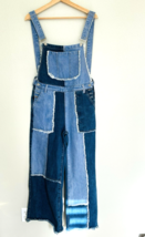 American Bazi Jeans Womens Medium M Overalls Blue Denim Patchwork Pants - €15,27 EUR