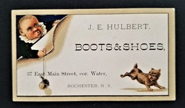 1880s antique J E HULBERT rochester ny BOOTS SHOES victorian TRADE CARD ... - £37.67 GBP